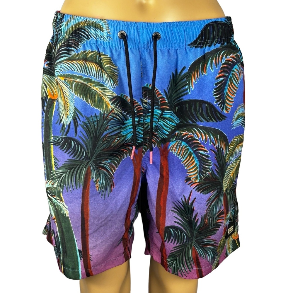 Scotch & Soda Men’s Swim Trunks Board Shorts Medium Tropical Palm Tree Print